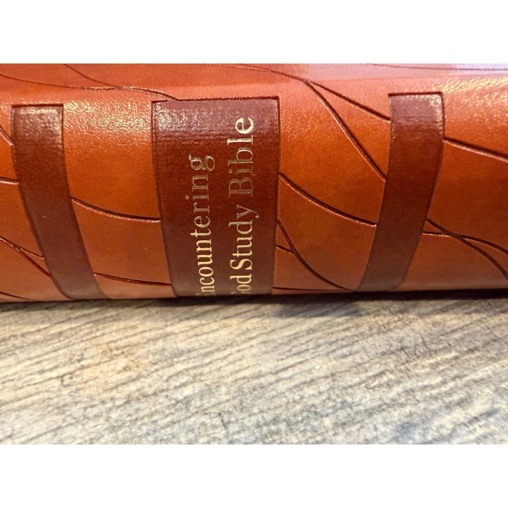 Thomas Nelson Encountering God Study Bible NKJV Leathersoft Indexed Gold Foil - Picture 8 of 14